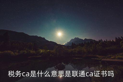 稅務(wù)ca是什么意思是聯(lián)通ca證書嗎