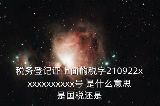 稅務登記證上面的稅字210922xxxxxxxxxxx號 是什么意思是國稅還是