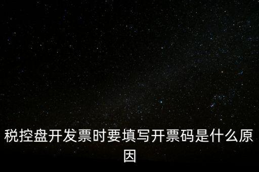 稅控盤開發(fā)票時要填寫開票碼是什么原因