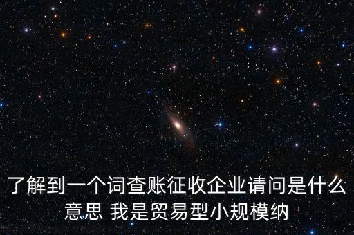 了解到一個(gè)詞查賬征收企業(yè)請問是什么意思 我是貿(mào)易型小規(guī)模納