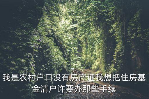 地稅清戶需要什么資料，我是農(nóng)村戶口沒有房產(chǎn)證我想把住房基金清戶許要辦那些手續(xù)