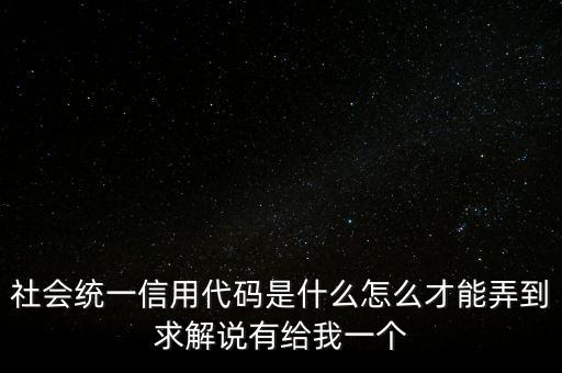 社會統(tǒng)一信用代碼是什么怎么才能弄到求解說有給我一個