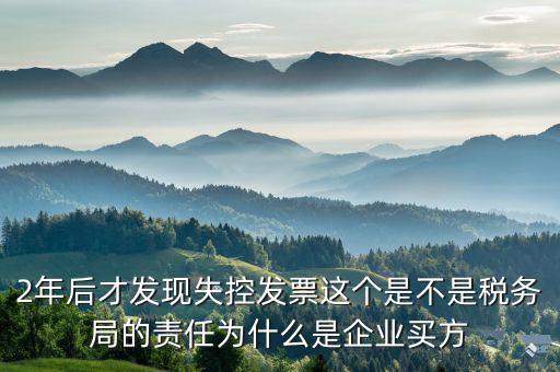 2年后才發(fā)現(xiàn)失控發(fā)票這個(gè)是不是稅務(wù)局的責(zé)任為什么是企業(yè)買方