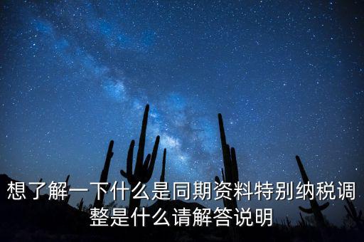 想了解一下什么是同期資料特別納稅調(diào)整是什么請(qǐng)解答說(shuō)明