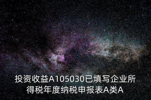 a100000什么時候填，投資收益A105030已填寫企業(yè)所得稅年度納稅申報表A類A