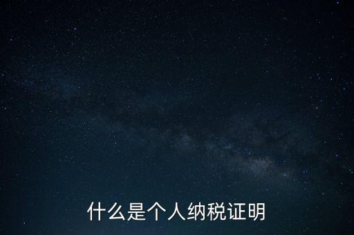 什么是征稅證明，什么是個人納稅證明