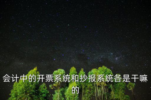 會(huì)計(jì)中的開票系統(tǒng)和抄報(bào)系統(tǒng)各是干嘛的