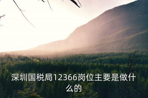 深圳國(guó)稅局12366崗位主要是做什么的