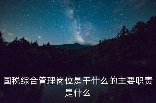 國(guó)稅綜合管理崗位是干什么的主要職責(zé)是什么