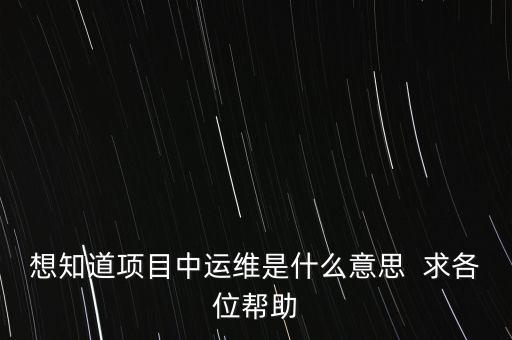 地稅提運維是什么意思，想知道項目中運維是什么意思  求各位幫助