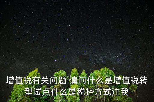 增值稅有關問題 請問什么是增值稅轉(zhuǎn)型試點什么是稅控方式注我