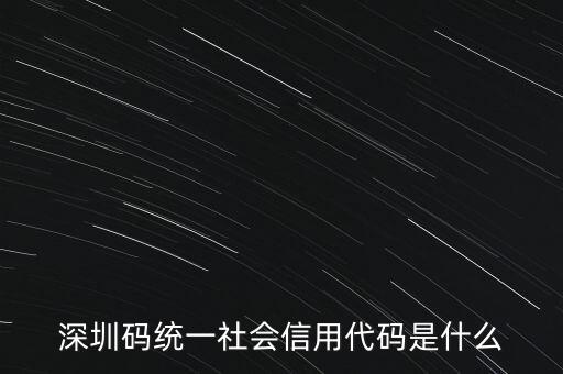 深圳碼統(tǒng)一社會信用代碼是什么