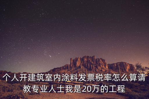 涂料消費(fèi)稅如何算，個(gè)人開建筑室內(nèi)涂料發(fā)票稅率怎么算請(qǐng)教專業(yè)人士我是20萬的工程