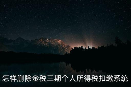 怎樣刪除金稅三期個人所得稅扣繳系統(tǒng)