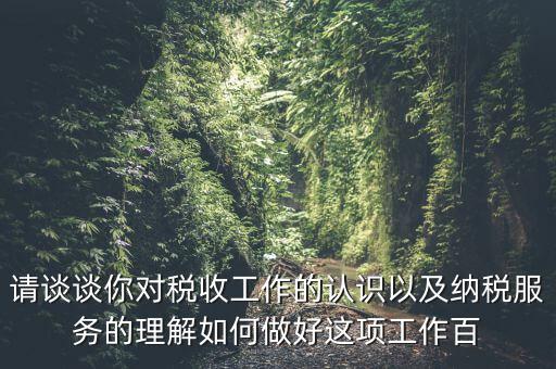 請談?wù)勀銓Χ愂展ぷ鞯恼J識以及納稅服務(wù)的理解如何做好這項工作百