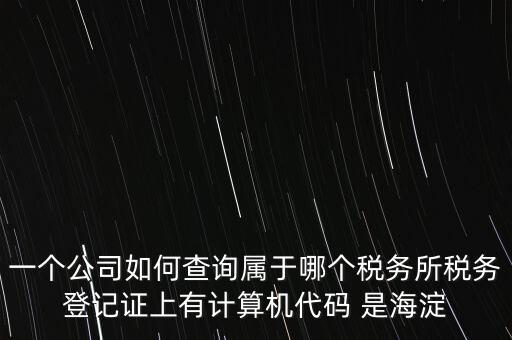 一個公司如何查詢屬于哪個稅務(wù)所稅務(wù)登記證上有計算機代碼 是海淀