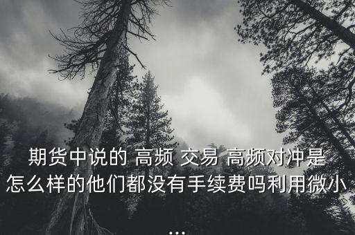 期貨中說的 高頻 交易 高頻對沖是怎么樣的他們都沒有手續(xù)費嗎利用微小...