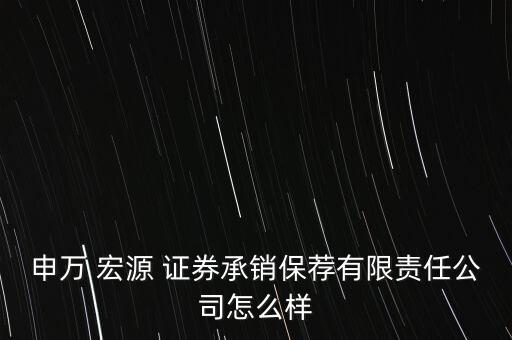 申萬 宏源 證券承銷保薦有限責(zé)任公司怎么樣