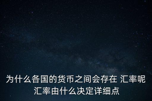 為什么各國的貨幣之間會存在 匯率呢 匯率由什么決定詳細(xì)點(diǎn)