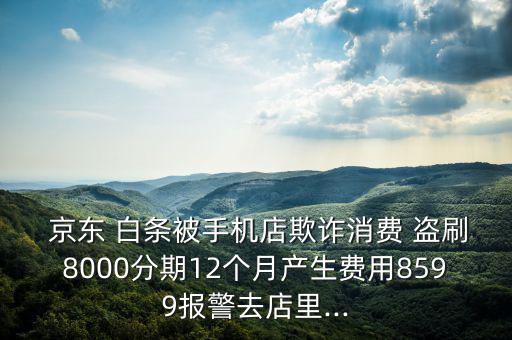  京東 白條被手機(jī)店欺詐消費(fèi) 盜刷8000分期12個月產(chǎn)生費(fèi)用8599報警去店里...