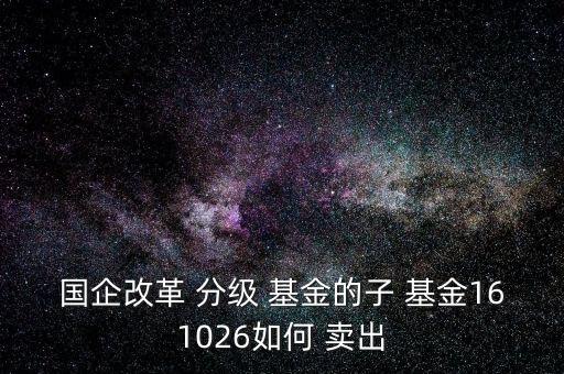 國企改革 分級 基金的子 基金161026如何 賣出