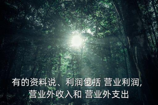 有的資料說、利潤包括 營業(yè)利潤, 營業(yè)外收入和 營業(yè)外支出