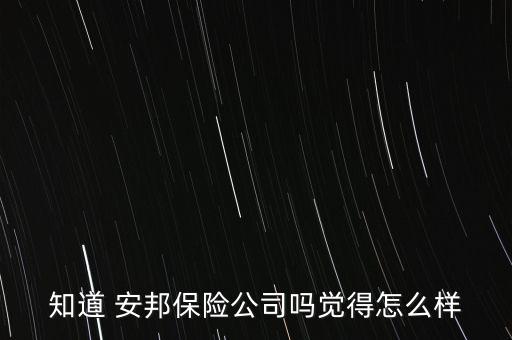 知道 安邦保險公司嗎覺得怎么樣