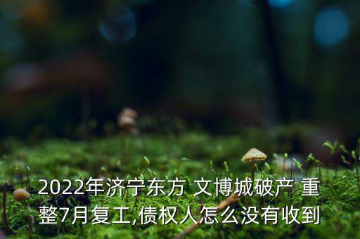 2022年濟(jì)寧東方 文博城破產(chǎn) 重整7月復(fù)工,債權(quán)人怎么沒(méi)有收到