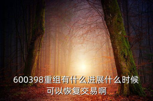 600398重組有什么進展什么時候可以恢復(fù)交易啊