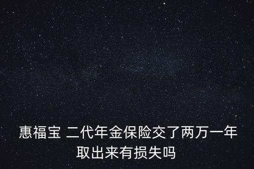  惠福寶 二代年金保險交了兩萬一年取出來有損失嗎