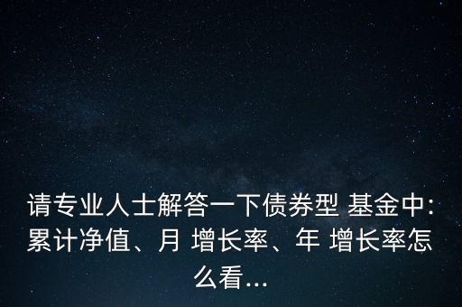 請專業(yè)人士解答一下債券型 基金中:累計(jì)凈值、月 增長率、年 增長率怎么看...