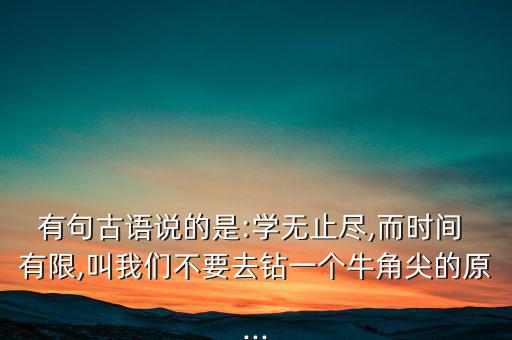 有句古語說的是:學無止盡,而時間 有限,叫我們不要去鉆一個牛角尖的原...