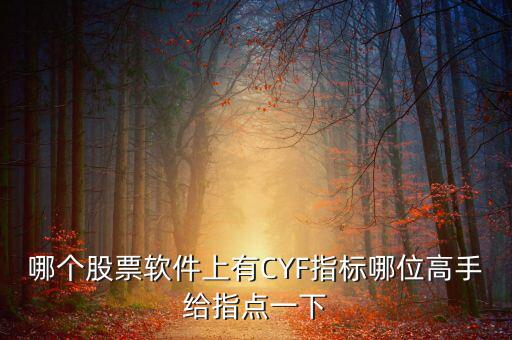 哪個(gè)股票軟件上有CYF指標(biāo)哪位高手給指點(diǎn)一下