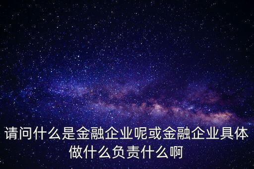 請(qǐng)問(wèn)什么是金融企業(yè)呢或金融企業(yè)具體做什么負(fù)責(zé)什么啊