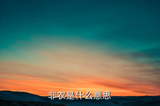 大非農(nóng)是什么意思，非農(nóng)是什么意思