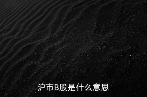 滬深b股是什么意思，滬市B股是什么意思