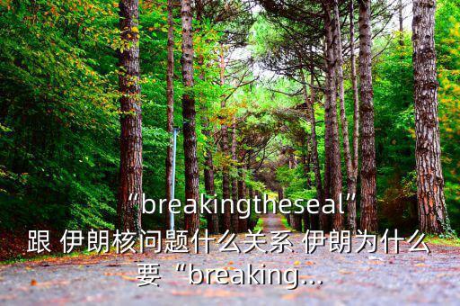 “breakingtheseal”跟 伊朗核問題什么關(guān)系 伊朗為什么要“breaking...