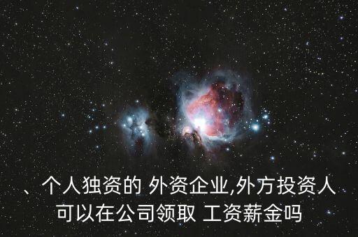 、個(gè)人獨(dú)資的 外資企業(yè),外方投資人可以在公司領(lǐng)取 工資薪金嗎