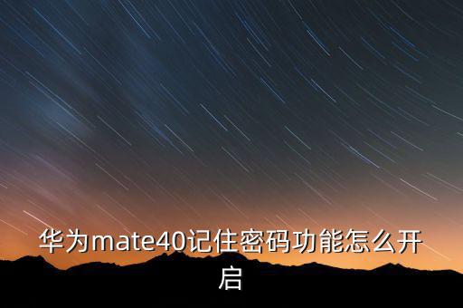 華為mate40記住密碼功能怎么開啟