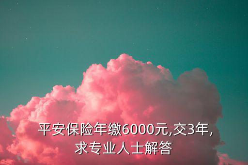  平安保險年繳6000元,交3年,求專業(yè)人士解答