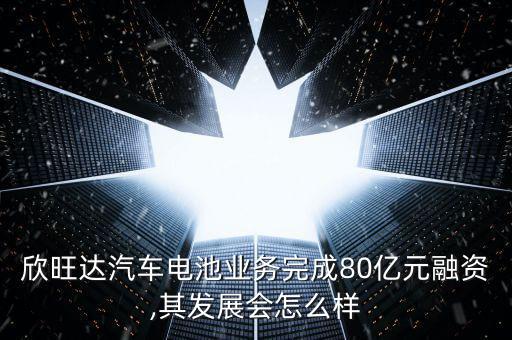 欣旺達(dá)汽車電池業(yè)務(wù)完成80億元融資,其發(fā)展會怎么樣