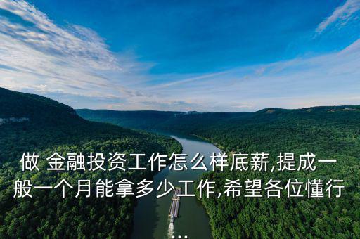 做 金融投資工作怎么樣底薪,提成一般一個(gè)月能拿多少工作,希望各位懂行...