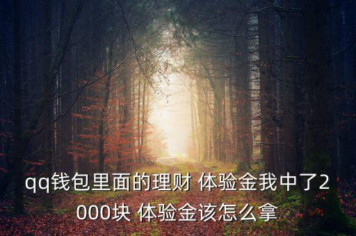 qq錢包里面的理財(cái) 體驗(yàn)金我中了2000塊 體驗(yàn)金該怎么拿