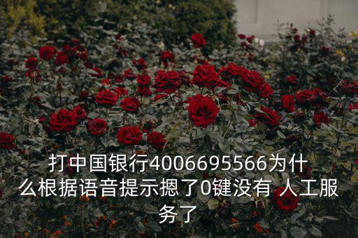 打中國(guó)銀行4006695566為什么根據(jù)語音提示摁了0鍵沒有 人工服務(wù)了