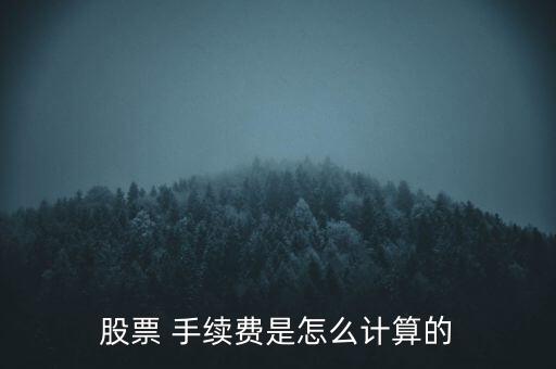 股票 手續(xù)費(fèi)是怎么計(jì)算的