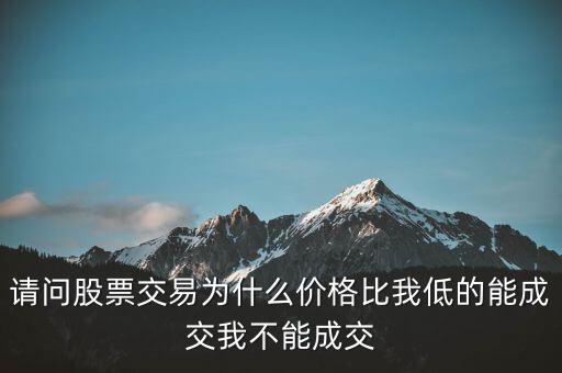 請問股票交易為什么價(jià)格比我低的能成交我不能成交