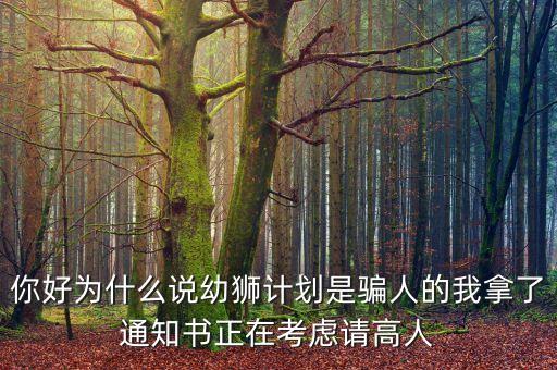 你好為什么說幼獅計(jì)劃是騙人的我拿了通知書正在考慮請高人