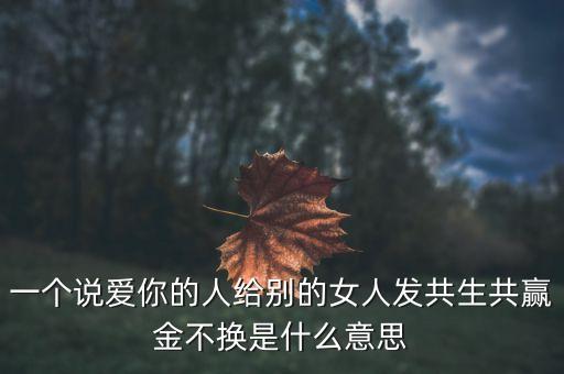 什么是共生共贏，一個(gè)說愛你的人給別的女人發(fā)共生共贏金不換是什么意思