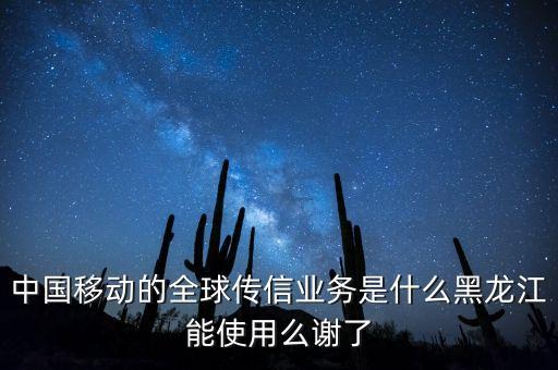 中國移動的全球傳信業(yè)務(wù)是什么黑龍江能使用么謝了