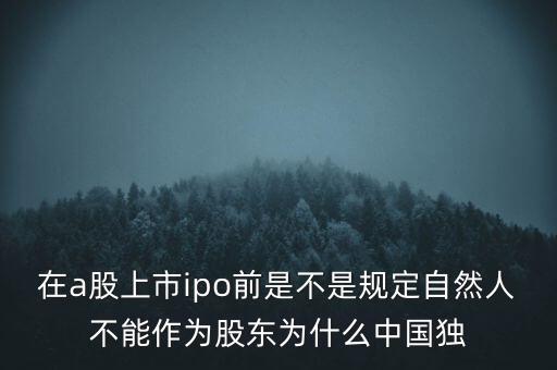 在a股上市ipo前是不是規(guī)定自然人不能作為股東為什么中國獨(dú)